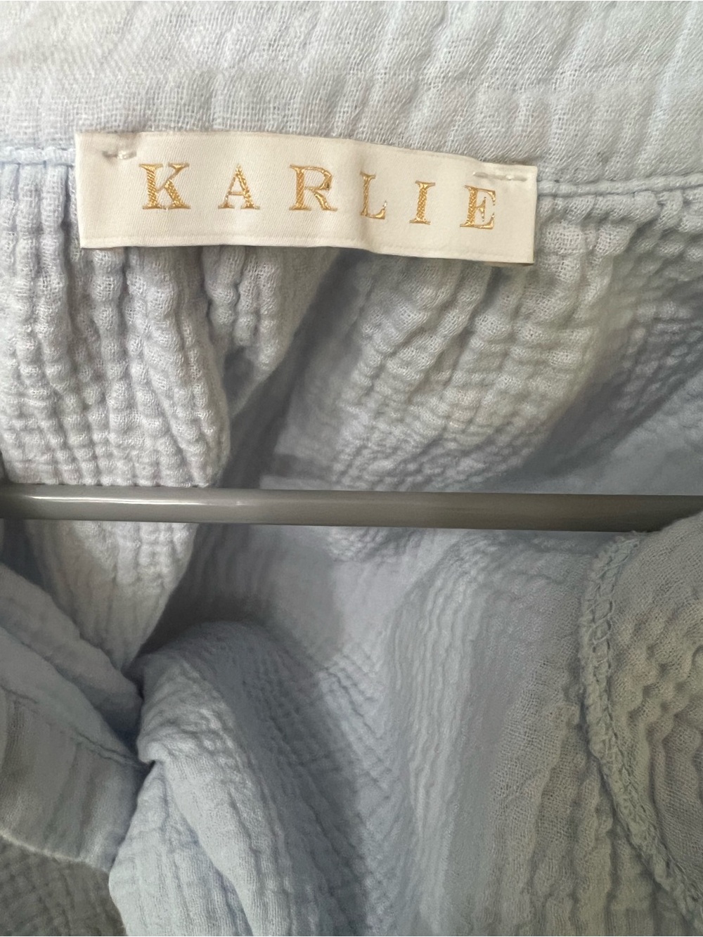 Karlie Light Blue Gauze Cap Sleeve Crop Top - Picture 2 of 6